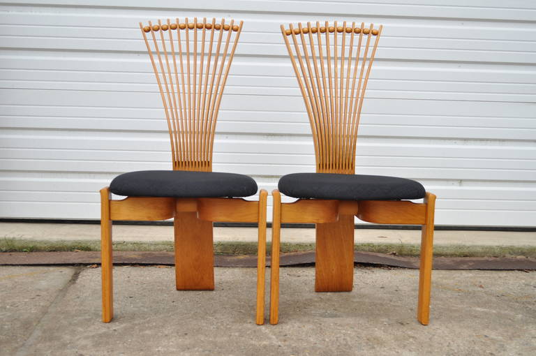 Mid-Century Modern Six Danish Modern Teak Fan Back TOTEM Dining Chairs by Torstein Nilsen Westnofa For Sale