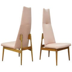 Pair of Adrian Pearsall for Craft Associates High Back Walnut Dining Side Chairs