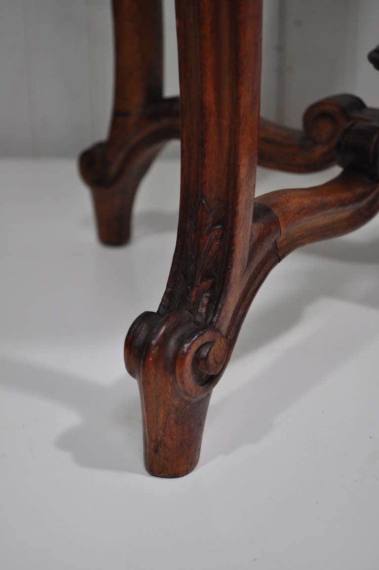 20th Century Antique French Louis XV Style Carved Walnut Adjustable Vanity Stool - Piano Seat