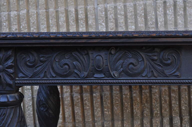 Baroque Revival Antique Carved Oak Renaissance Revival Baroque Style Writing Desk - Console