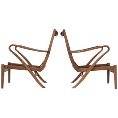 Rare Pair 1950's Molliperma Marcel Breuer Z-Form Bentwood Lounge Chairs