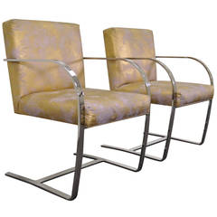 Pair of Cy Mann Flatbar Chrome Brno Style Chairs after Knoll Mies van der Rohe 7