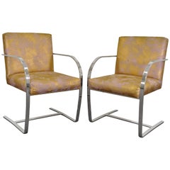 Paar Cy Mann Flachbar-Stühle im Brno-Stil aus Chrom nach Knoll Mies Van Der Rohe