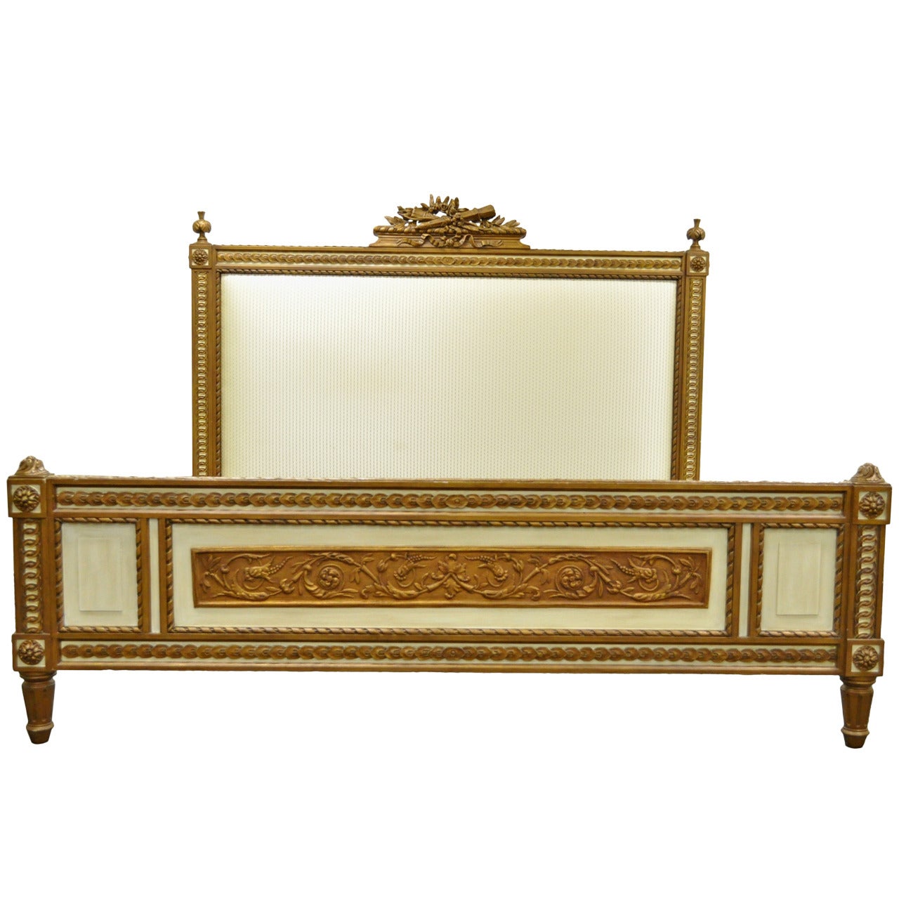 Ralph Lauren Home French Louis XVI Style Carved Giltwood King-Size Bed Frame