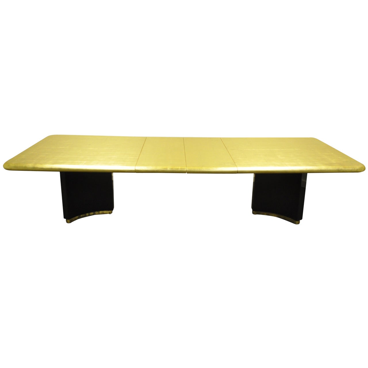 Custom Gold Leaf Art Deco Maison Jansen Style Extension Dining Conference Table For Sale