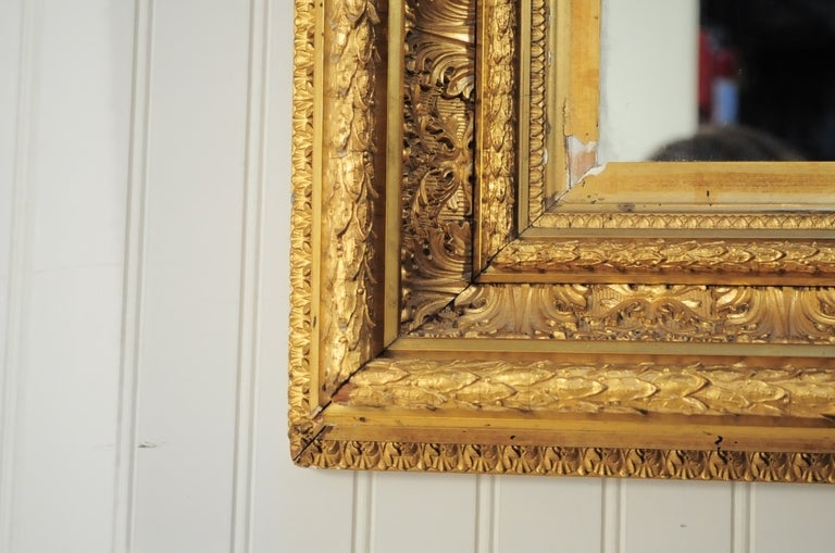 19th C French Gold Gilt Wood Greek Anthemion Wall Mirror 5