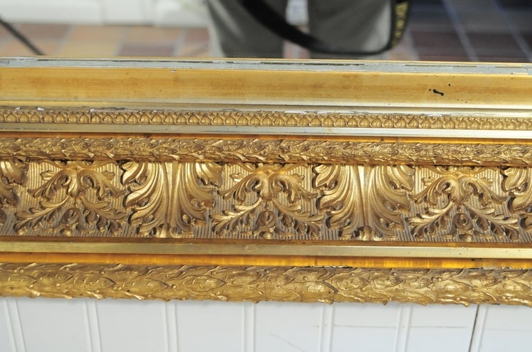 19th C French Gold Gilt Wood Greek Anthemion Wall Mirror In Good Condition In Philadelphia, PA