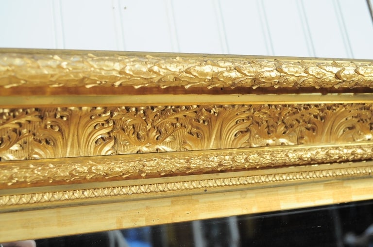 19th Century 19th C French Gold Gilt Wood Greek Anthemion Wall Mirror
