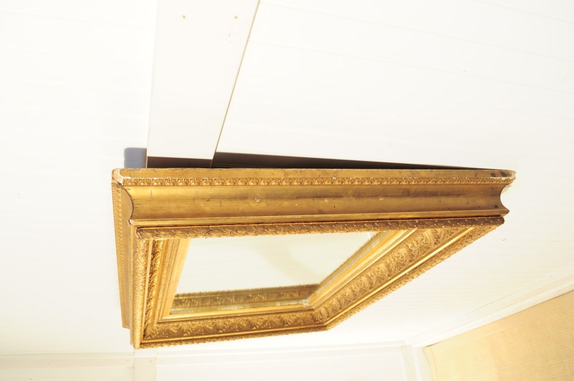 19th C French Gold Gilt Wood Greek Anthemion Wall Mirror 1