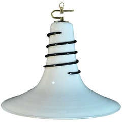 Vintage Italian Murano Art Glass Dish/Bell Shape Swirl Chandelier Pendant Light