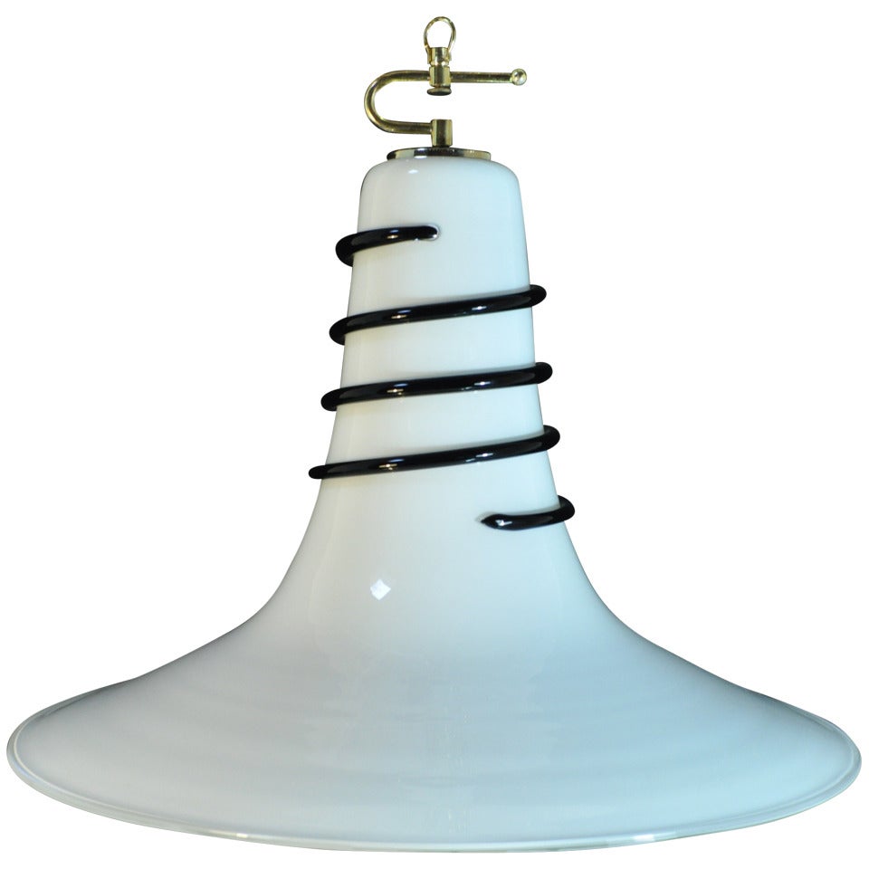 Italian Murano Art Glass Dish/Bell Shape Swirl Chandelier Pendant Light For Sale