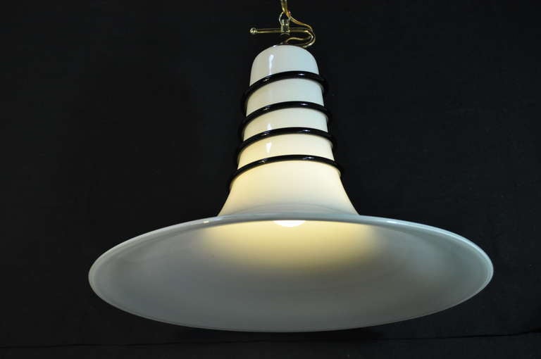 Italian Murano Art Glass Dish/Bell Shape Swirl Chandelier Pendant Light For Sale 1