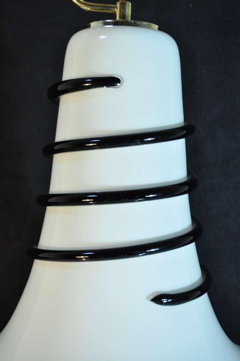Mid-Century Modern Italian Murano Art Glass Dish/Bell Shape Swirl Chandelier Pendant Light For Sale