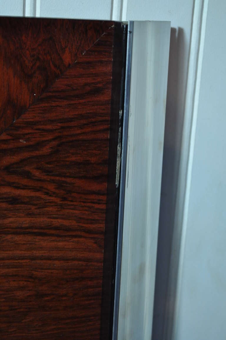 20th Century Pair Mid Century Modern Rosewood & Chrome Frame Modernist Wall Mirrors attr. Ed Wormley
