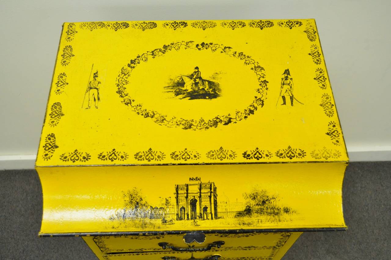 19. Jahrhundert Italienisch Regency Tole Metall Flip Top Gelb Vanity Waschbecken Drysink im Zustand „Gut“ im Angebot in Philadelphia, PA