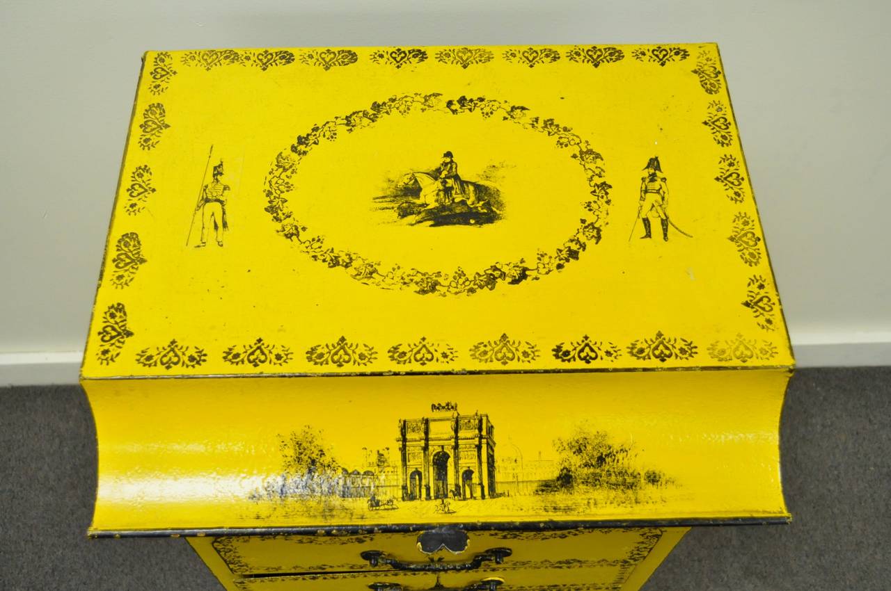 19. Jahrhundert Italienisch Regency Tole Metall Flip Top Gelb Vanity Waschbecken Drysink im Zustand „Gut“ in Philadelphia, PA