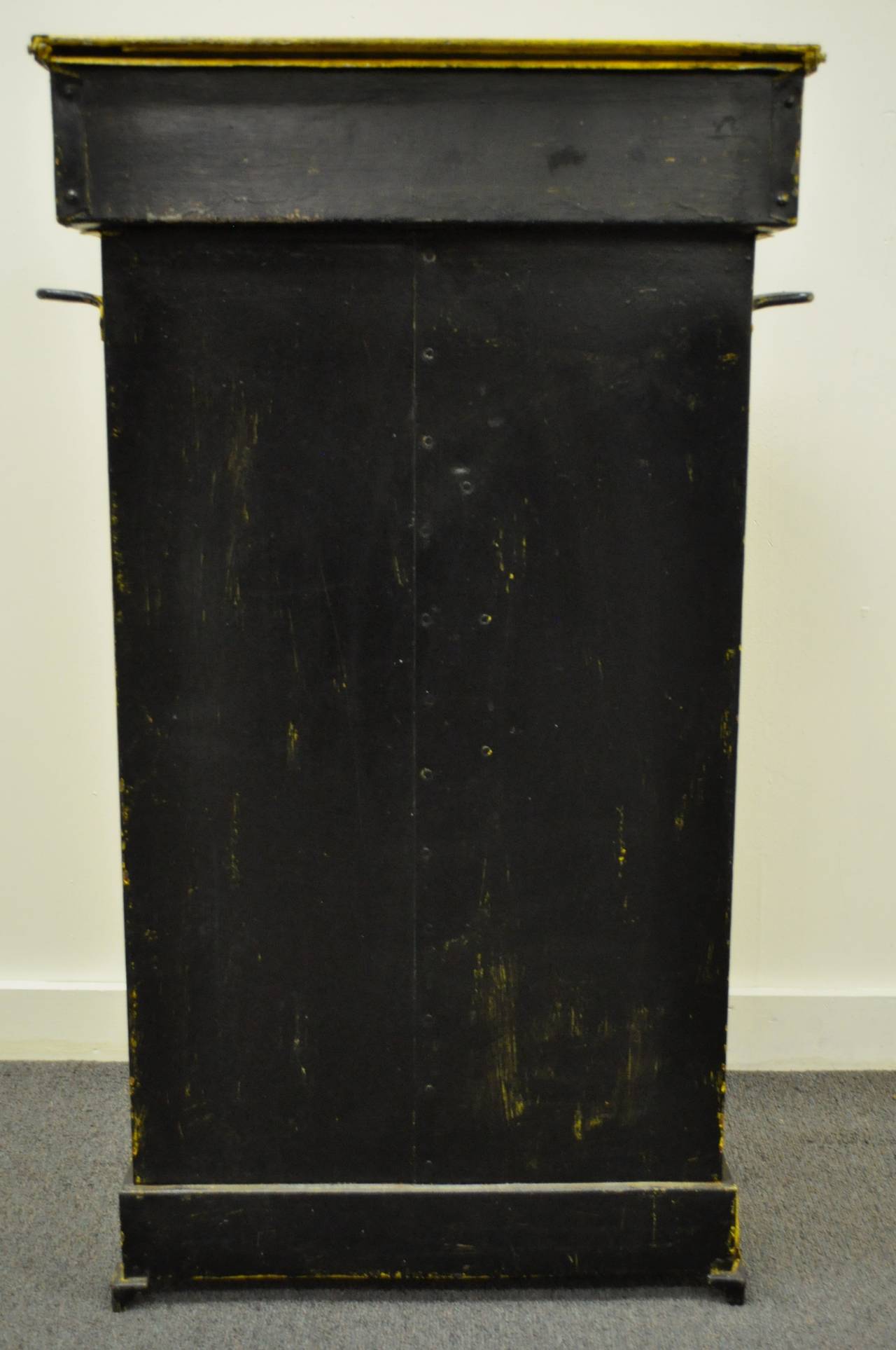 19. Jahrhundert Italienisch Regency Tole Metall Flip Top Gelb Vanity Waschbecken Drysink 5
