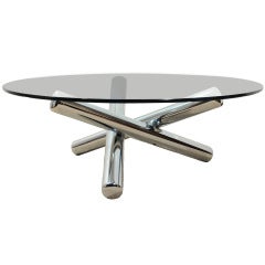 1970's Milo Baughman Chrome and Glass Sculptural Architectural Coffee Table