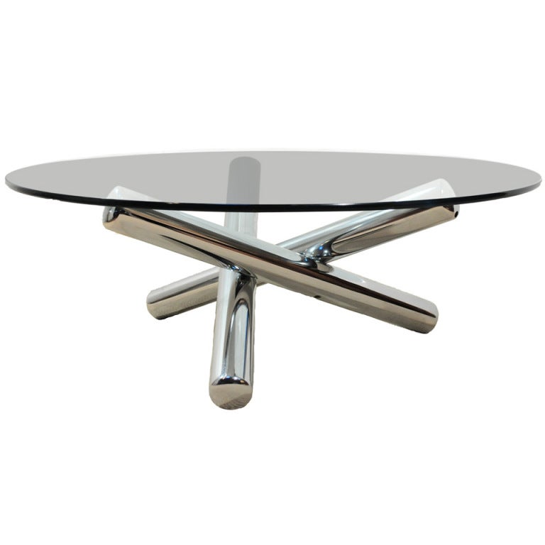 1970 S Milo Baughman Chrome And Glass Sculptural Architectural Coffee Table At 1stdibs