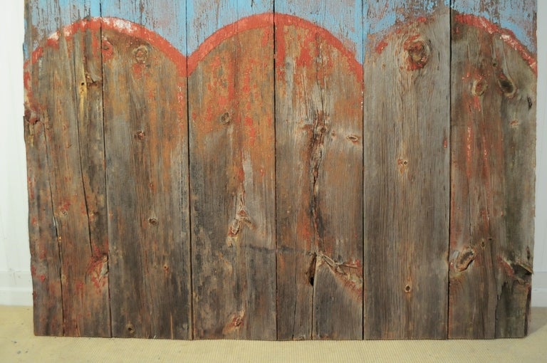 19th Century 19th C Bucks County PA Weathered Patriotic Painted American Flag Farm Barn Door