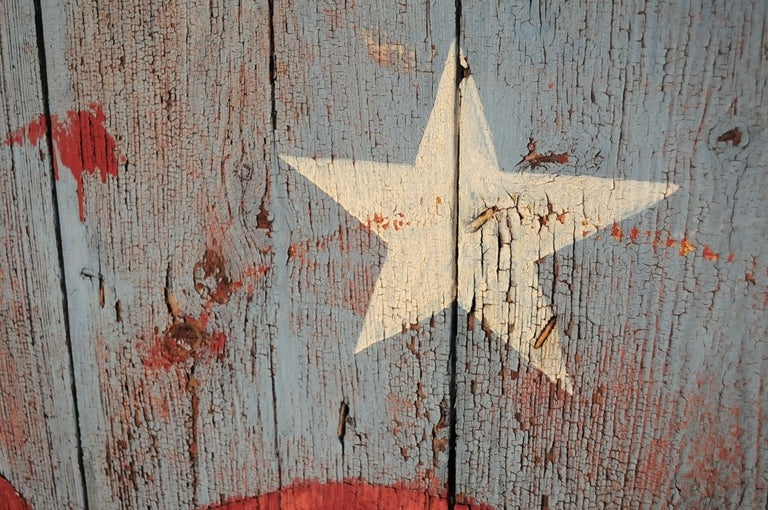 19th C Bucks County PA Weathered Patriotic Painted American Flag Farm Barn Door 5