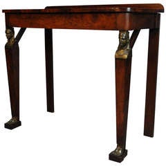 19th Century French Empire Figural Flame Mahogany One Drawer Console Hall Table