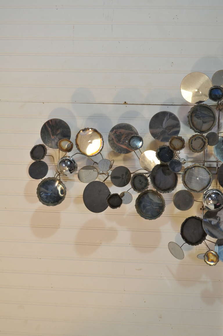 Vintage Curtis Jere Chrome Brutalist Raindrops Wall Sculpture - Mid Century Modern C. Jere