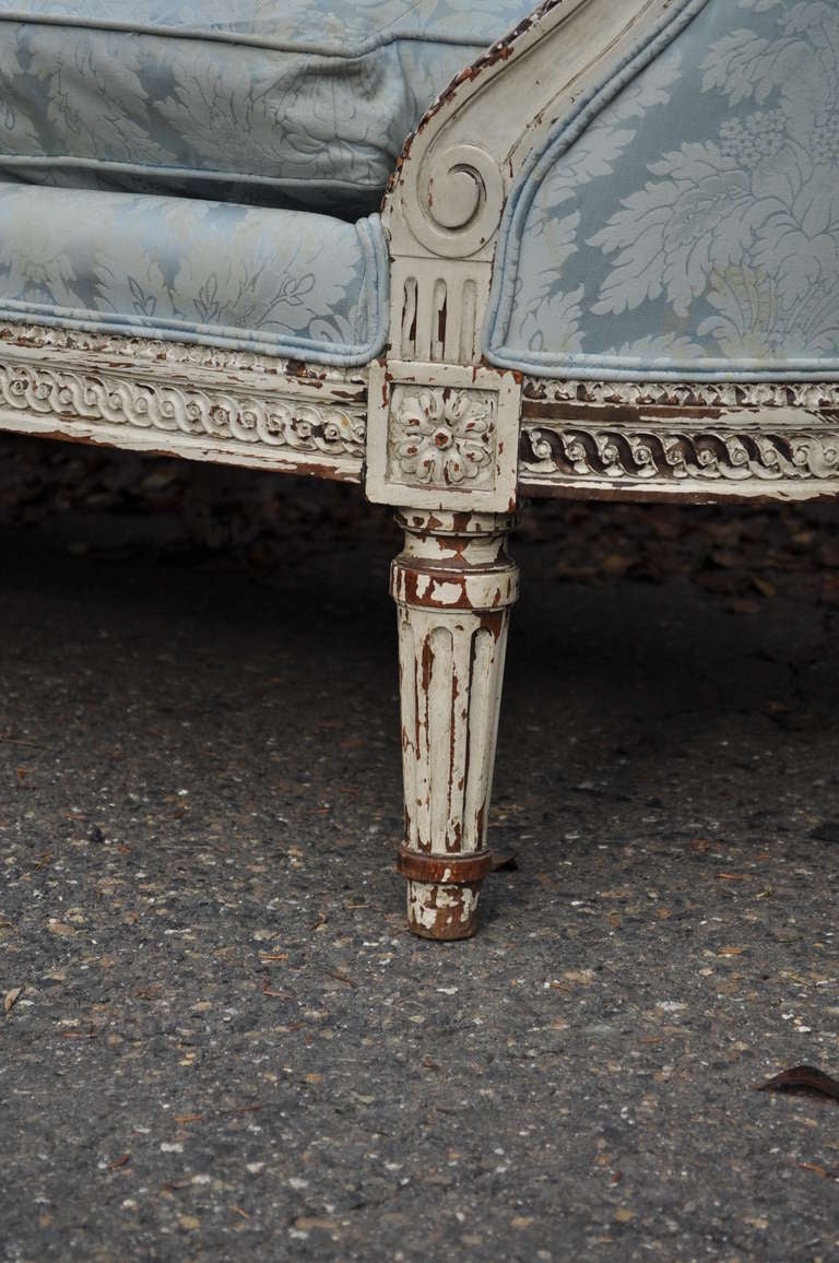 Fantastic French Louis XVI Style Distress Painted Ovoid Carved Sofa - Canape 5