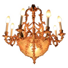 French Rococo Style Dore Bronze Chandelier w/Angels - Made Italy