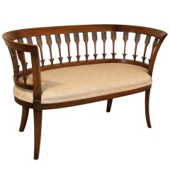 Unique Regency Style Arrow Back Carved Wood  Half Round Bench