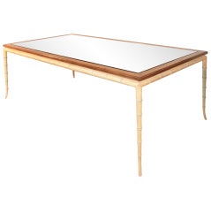 Vintage 84 Inch Hollywood Regency Faux Bamboo Dining Table