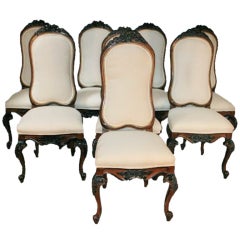 1960s Set of 8 Baroque Style Carved Dining Chairs Karges Quality