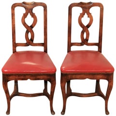 Pair of Vintage Swedish Rococo Style Chairs w/ Twisted Backs