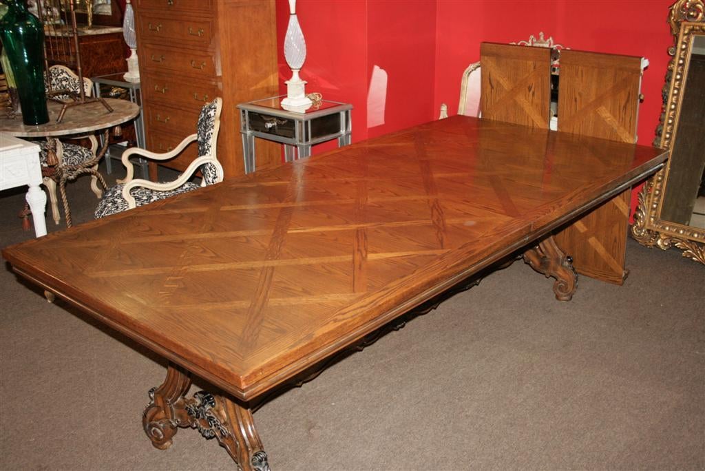 french oak parquetry dining table