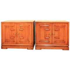 Pair 1960's Vintage Hollywood Regency Oversized Greek Key Chests