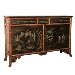 Vintage 1940's Faux Bamboo Chinoiserie Sideboard by Lombardia Spain