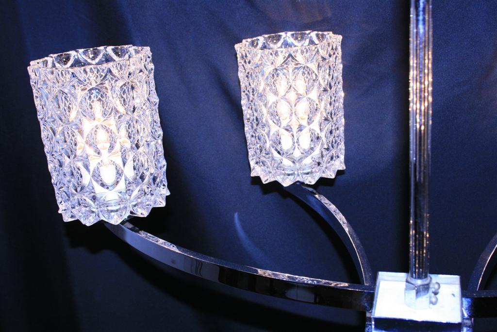 Kaiser Leuchten Thousand Eyes Glass Shades Chrome Chandelier, Mid-Century Modern For Sale 3