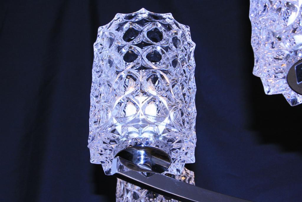 Kaiser Leuchten Thousand Eyes Glass Shades Chrome Chandelier, Mid-Century Modern In Good Condition For Sale In Philadelphia, PA