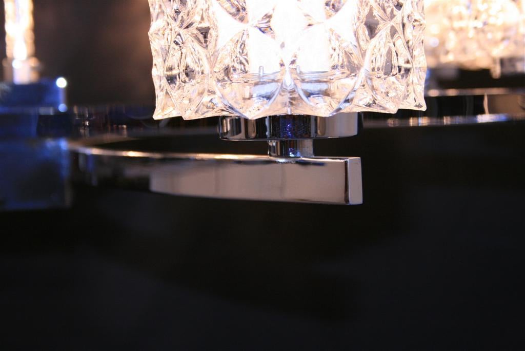 Kaiser Leuchten Thousand Eyes Glass Shades Chrome Chandelier, Mid-Century Modern For Sale 1