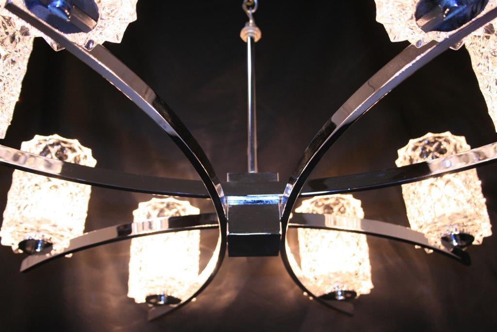 Kaiser Leuchten Thousand Eyes Glass Shades Chrome Chandelier, Mid-Century Modern For Sale 4