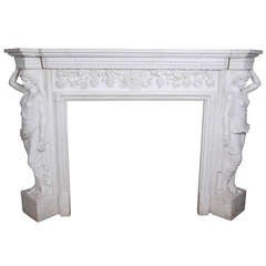 Reclaimed Ornate Carved Greek Revival Statuary Marble Surround