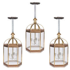 Large Georgian Style Brass and Copper Lanterns