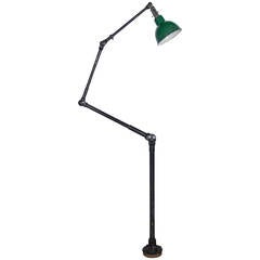 Vintage Industrial Articulated Floor Light with Enamel Shade
