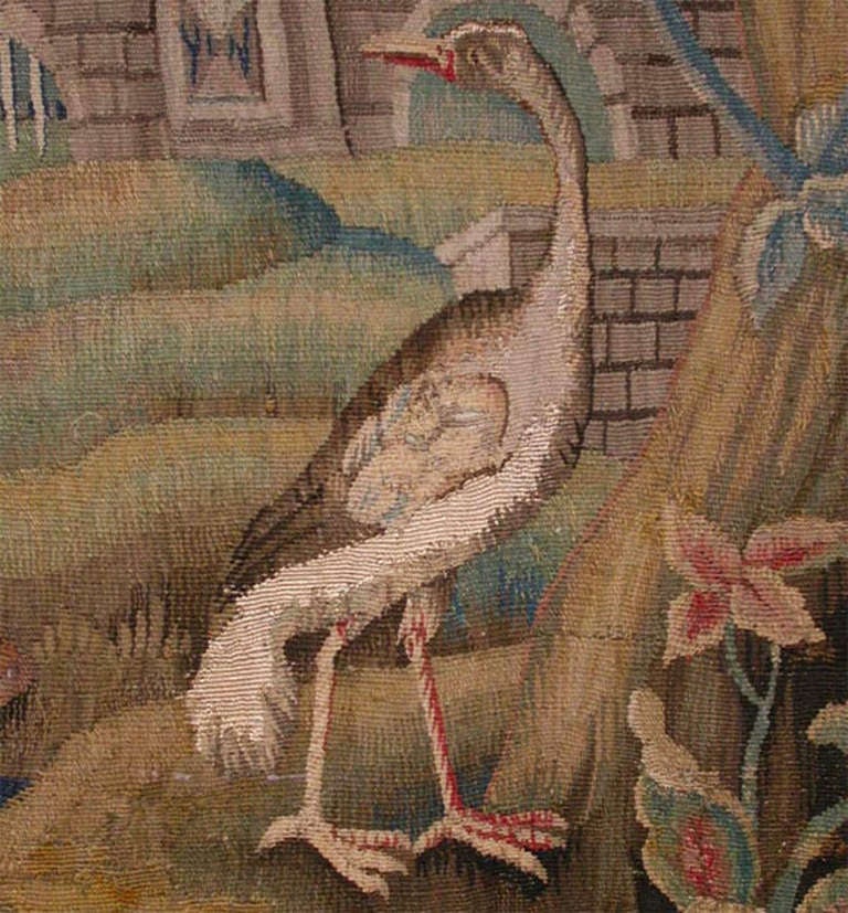 Belgian Flemish portico garden tapestry, Flandres 17th Century For Sale