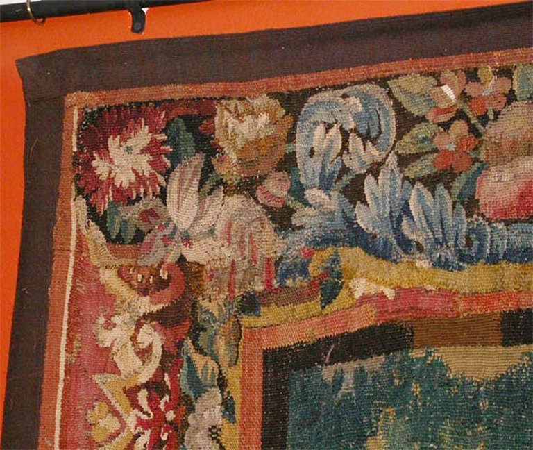 Flemish portico garden tapestry, Flandres 17th Century In Good Condition For Sale In Paris, ile de france