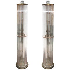 Pair of Massive Murano Glass Floor Lamp Torcheres