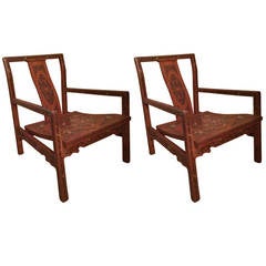 A Pair of Coromandel lacquered chines chairs