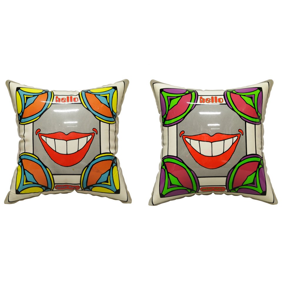 Pair of  Pop Art Psychedelic Pillows  by Artist  Peter Max For Sale