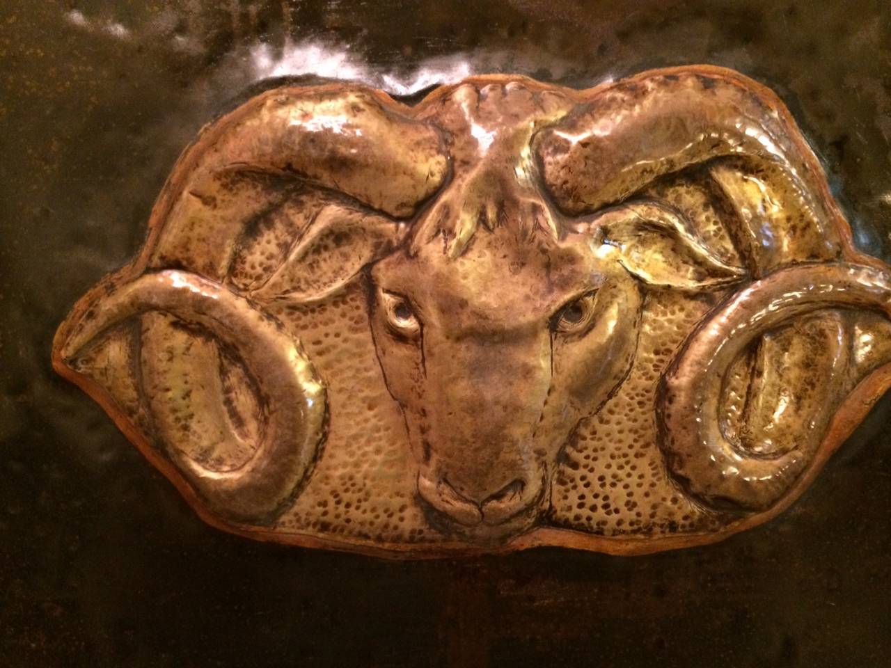 Large French 1930 Art Deco Bronze Embossed Plaque Panel