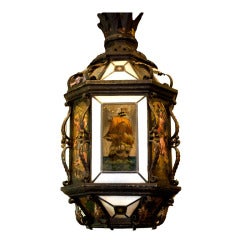 Antique Iron and Glass Lantern